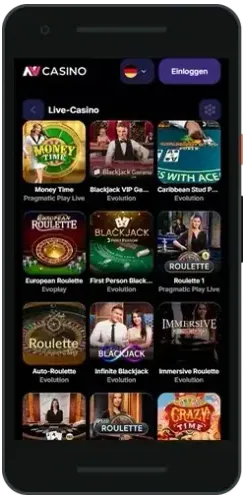 NVCasino App-Ansicht